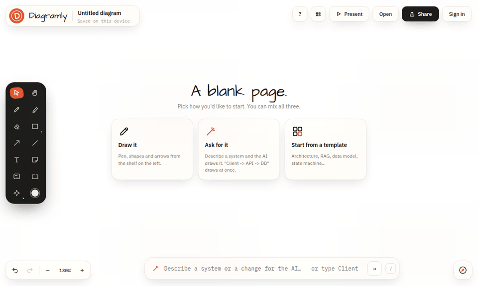 Typing in the sketch line, with the suggestion row above it and the diagram appearing on Enter